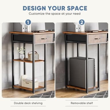 DUMOS Office Computer Desk Small 48 Inch Home Table Writing Bedroom Student Kids Wooden Deskboard with Fabric Drawers & Storage Shelves,Simple Modern Style Wood Tabletop Compact Space - Image 5