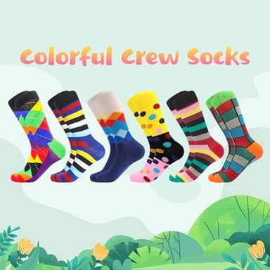 BONANGEL Mens Dress Socks Fun Funny Colorful Crazy Crew Dress Socks For Men 8-12 - Image 2