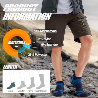 ANTSANG Merino Wool Ankle Hiking Socks Compression Warm Thermal Thick Cushion Winter Running No Show Moisture Wicking Socks Gifts Stocking Stuffers for Women Men 6 Pairs(Dark Mixed,L) - Image 5