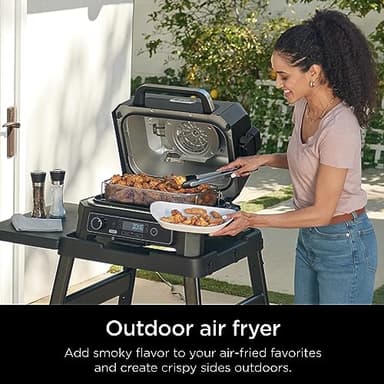 Ninja | Grill & Smoker | Outdoor Woodfire Pro XL | 4 in 1 Grill, BBQ Smoker, Air Fryer & Bake | Portable | Includes Built in Thermometer & 2 Woodfire Pellet Packs | Dark Grey | OG850 - Image 4