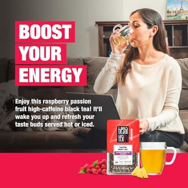 Tiesta Tea Passion Berry Jolt, Premium Loose Leaf, Classic Black Tea Blends, Raspberry Passion Fruit Black Tea, High-Caffeine, Hot or Iced Brews Up to 25 Cups, 1.5 Ounce Resealable Pouch - Image 4