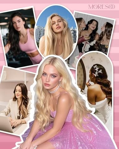 Moresoo Micro Beads Hair Extensions Human Hair White Blonde Hair Extensions Micro Loop Human Hair Microlink Extensions for Wedding 50G/50S 18 Inch - Image 5