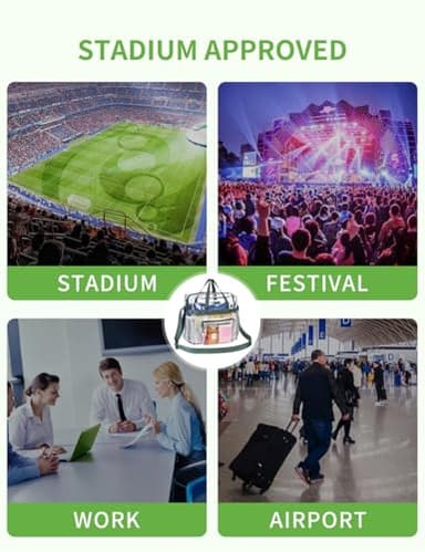 Bagenius Clear Bag Stadium Approved 12x6x12 Clear bag for Stadium Events Sports Concert Festival Work, Green - Image 6