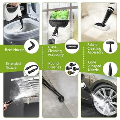 Pressurized Handheld Multi-Surface Natural Steam Cleaner with 12 pcs Accessories, Multi-Purpose Steamer for Home Use, Steamer for Cleaning Floor, Upholstery, Grout and Car (Grey) - Image 5