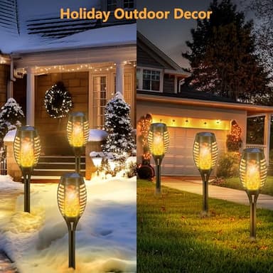 Uni PNR Solar Torch Lights for Garden Decor, 8 Pack 12 LED Solar Lights for Outside & 20.5'' Waterproof Solar Lights, Flame Torch Solar Lights Outdoor for Patio Path Yard Decorations - Image 7