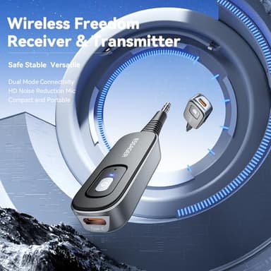 ESSAGER Bluetooth Receiver for Car, Noise Cancelling 3.5mm AUX Bluetooth Car Adapter, Wireless Audio Receiver Transmitter for Home Stereo/Wired Headphones Airplane, Gray - Image 3
