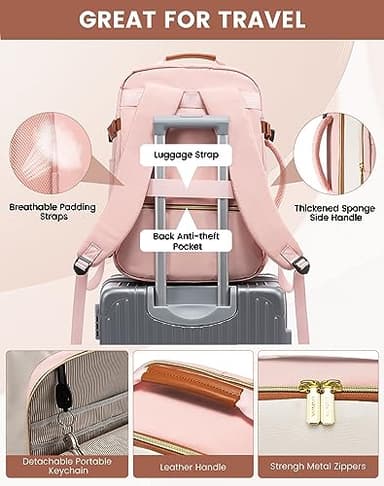 LOVEVOOK Large Travel Backpack for Women & Men, 40L Carry on Backpack for Airplanes, TSA Personal Item Travel Bag fits 17" Laptop, Waterproof Travel Essentials Airline Approved with 3 Packing Cubes - Image 7