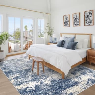 5x7 Area Rugs for Living Room: Washable Modern Abstract Rug Soft Non Slip Rug Indoor Low Pile Carpet for Bedroom Dining Room Home - Blue - Image 5