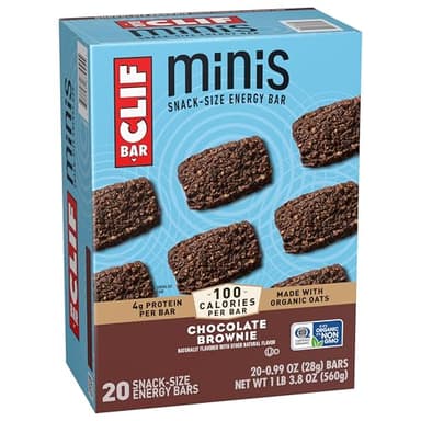 CLIF BAR Minis - Chocolate Brownie Flavor - Made with Organic Oats - 4g Protein - Non-GMO - Plant Based - Snack-Size Energy Bars - 0.99 oz. (20 Pack) - Image 10