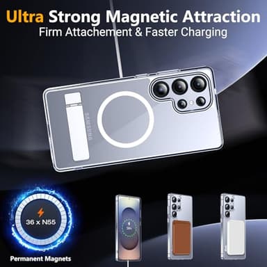 SPIDERCASE Only for Samsung Galaxy S25 Ultra Case, Magnetic with [3 Stand Ways][ Military Grade Drop Protection] with Invisible Stand Shockproof Slim Case for S25 Ultra 5G 6.9'',Clear - Image 5