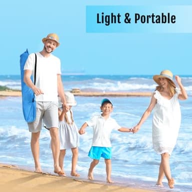 WhiteFang XL Pop Up Beach Tent Sun Shade Shelter for 3-4 Person with Blackout Shelter, UV Protection, Extendable Floor with 3 Ventilating Windows Plus Carrying Bag, Stakes, and Guy Lines (Solid Blue) - Image 4