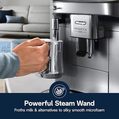 De'Longhi Magnifica Evo Automatic Espresso & Coffee Machine with Manual Milk Frother, Built-in Grinder & Auto-Clean Function - For Latte, Cappuccino, Americano, Iced Coffee, ECAM29043SB - Image 4