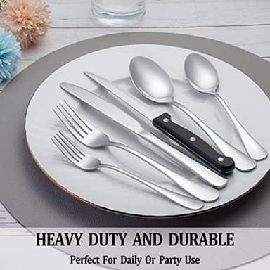 MUTNITT Silverware Set with Steak Knives Service for 4,Stainless Steel Flatware, Mirror Polished Cutlery Utensil Set for Home Kitchen Eating Tableware, Include Fork Knife Spoon, Dishwasher Safe - Image 7