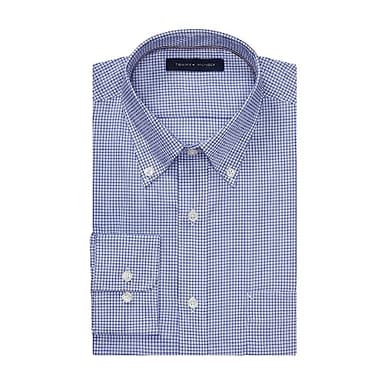 Tommy Hilfiger Men's Dress Shirt Regular Fit Non Iron Gingham, Empire Blue, 16.5" Neck 34"-35" Sleeve - Image 3