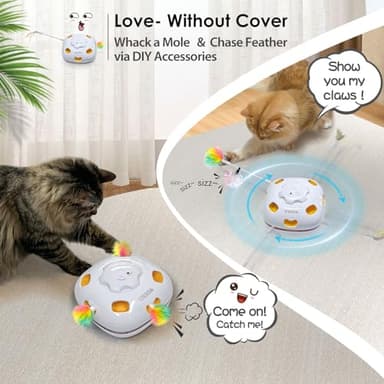 ORSDA 4 in 1 Interactive Cat Toys - Automatic Cat Toys for Indoor Cats & Kittens, 8 Holes Mice Whack-A-Mole, Hide and Seek Smart Motion with 5PCS DIY Replacement Refills - Image 4