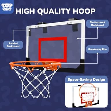 TOY Life Basketball Hoop Indoor for Kids Over The Door Office Basketballhoop for Teens and Adults Mini Hoops Door Room Goal with 4 Balls - Image 3