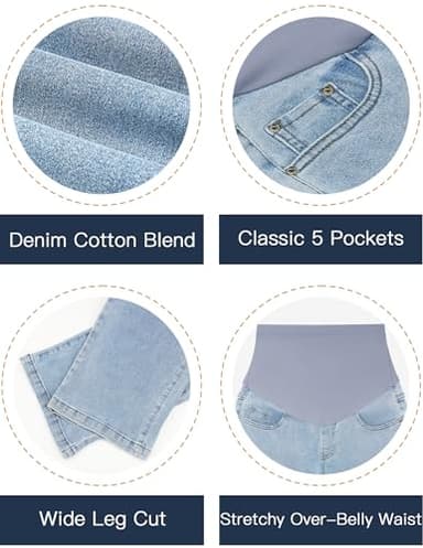 fitglam Women's Maternity Jeans Straight Leg Relaxed Fit Over Belly Pregnancy Denim Work Pants Maternity Clothes with Pockets - Image 4