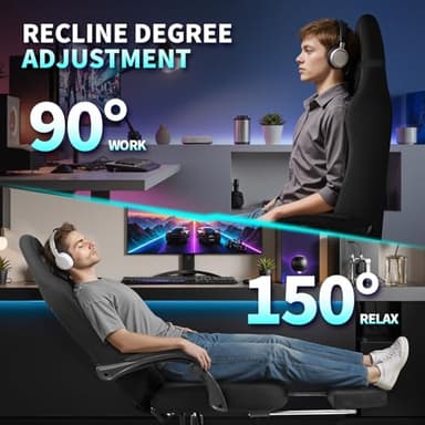 Gaming Chair, Big and Tall Gaming Chairs for Adults with Footrest and Lumbar Support, Comfortable Ergonomic Fabric Computer Chair 400 lbs, 360° Swivel, Height Adjustable Video Gamer Chair, Silla Gamer - Image 4