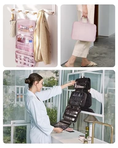 BAGSMART Travel Toiletry Bag with Jewelry Organizer, Hanging Travel Bag for Toiletries, Puffy Makeup Cosmetic Bag Organizer, Carry-on Travel Accessories Essentials, Black-L - Image 7