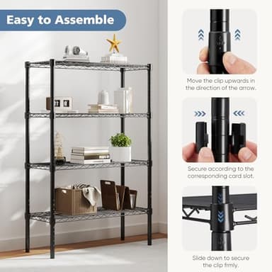 DUMOS 4 Tier Metal Wire Rack Shelf Heavy Duty Standing Shelves Adjustable Steel Closet Shelving Unit Organizers and Storage for Kitchen Bathroom Pantry Office, 13.78" D x 35.43" W x 54.02" H - Image 5