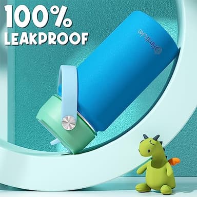 Fimibuke Kids Insulated Water Bottle, 14oz BPA FREE Double Wall Vacuum Tumbler 18/8 Stainless Steel Leak Proof Kids Cups with Straw Metal Water Bottle for School Boys Girls (2 Pack, Ocean Life) - Image 4