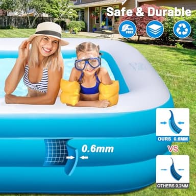 Inflatable Swimming Pool with Light, 145'' X 74'' X 22'' Solar Family Inflatable Pool for Kids, Adults, Family, Large Kiddie Pool, 7 Color Large Blow Up Pool for Backyard - Image 5