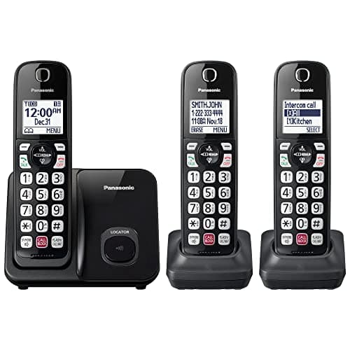 Panasonic Cordless Phone with Advanced Call Block, Bilingual Caller ID and Easy to Read Large High-Contrast Display, Expandable System with 3 Handsets - KX-TGD813B (Black) - Image 1