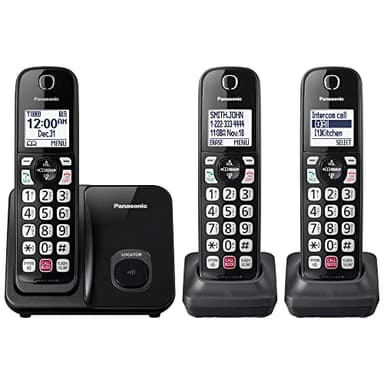 Panasonic Cordless Phone with Advanced Call Block, Bilingual Caller ID and Easy to Read Large High-Contrast Display, Expandable System with 3 Handsets - KX-TGD813B (Black) - Image 1