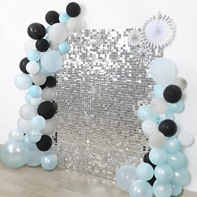 Silver Shimmer Wall Backdrop Halloween Parties Disco Wedding Shimmer Backdrops Panels Christmas Glitter Wall Background for Bachelorette Party Bridal Shower Stage Panel(24 Packs) - Image 8