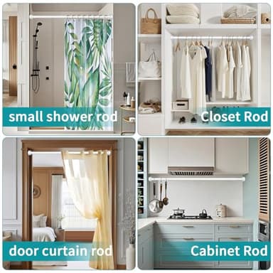 YNL Shower Curtain Rod 34-96 Inches, Non-Slip, Never Rust, No Drill Spring Tension Curtain Rod for Bathroom Window Stainless Steel, White - Image 7