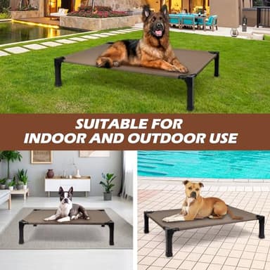 Heeyoo Elevated Dog Bed, Cooling Raised Pet Cot with Chew Proof Washable Breathable Mesh and Metal Frame, Portable Dog Cot Bed with No-Slip Feet for Outdoor or Indoor Use - Image 8