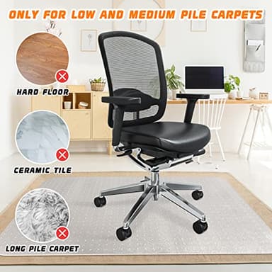 Office Chair Mat for Carpeted Floors, Desk Mats 48"X30" for Rolling Desk on Low Pile Carpets, Small Computer Gaming Plastic Floor Mats for Office Chair on Carpet, Easy Glide Without Curling - Image 2