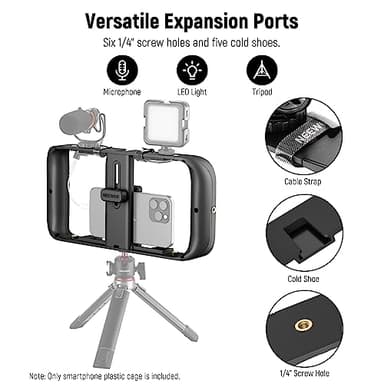 NEEWER Mobile Phone Video Rig, Mobile Phone Grip Stabiliser Cage with Cold Shoe and 1/4 Inch Thread, Video Recording Film Rig, Compatible with iPhone 16 15 Pro Max Plus 14 13 Mini X XS Max XR - Image 4