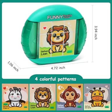 Fullware Rotating Puzzle for Kids 3 4 5 6 7 8 Year Old, 4 Puzzles in 1, Toddlers Travel, Car, Airplane, Road Trip Activities, Fine Motor Skills, Fidget, Gift for Boys & Girls Ages 3+(Animals - Image 7