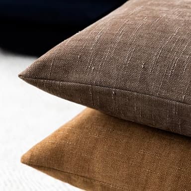 Foindtower Pack of 2 Soft Textured Chenille Throw Decorative Pillow Covers Lumbar Accent Solid Cushion Cover Cozy Neutral Farmhouse Pillow Case for Couch Sofa Bedroom Living Room 12x20 Inch, Chocolate - Image 5