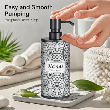 Shinowa Resin Bathroom & Kitchen Soap Dispenser Set, 2 Pack Refillable 17oz Hand & Dish Soap Dispenser - Image 3