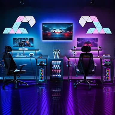 MOTPK Gaming Desk with LED Lights & Power Outlets, 47 Inch L Shaped Computer Desk with Storage Shelf, & Monitor Stand, PC Gaming Table with Carbon Fiber Texture, Black - Image 8