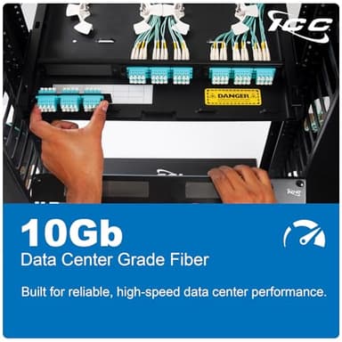 ICC OM3 Multimode LC to LC 50/125µm Fiber Patch Cable, Data Center Grade 0.1dB Typical Insertion Loss, ONFR Riser Jacket, Aqua, 7 Meter (23ft), 6-Pack - Image 3