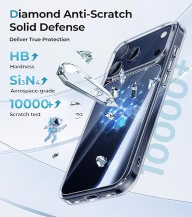 Maledan for iPhone 17 Pro Case - Crystal Clear 17 Pro Phone Case, Shockproof Military Protection Durable Bumper Cover Anti-Yellowing Slim Case for Apple iPhone 17 Accessories Transparent - Image 3