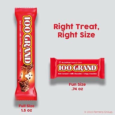 100 Grand Crispy Milk Chocolate with Caramel, Share Size Individually Wrapped Candy Bars, 2.2 oz each, Bulk 24 Count Box - Image 6
