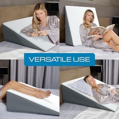 Kolbs Extra Wide Bed Wedge Pillow for Sleep Apnea, Acid Reflux, and Back Pain Relief, with Chic Jacquard Cover - Headboard GERD Pillow Wedges for Sleeping (Extra Wide 12" Height - Image 4