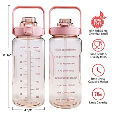 Chokoter Half Gallon Water Bottle with Sleeve, 64OZ Motivational Water Bottle with Straw & Time Marker, BPA Free Leakproof Gym for Sport Workout - Image 2