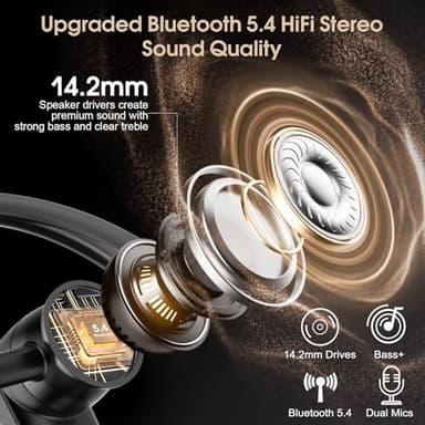 Bluetooth Headset, Wireless Bluetooth Earpiece with ENC Noise Canceling Mic, 120Hrs Talk Single-Ear Headphones, LED Display, IP7 Waterproof Hand-Free Earphone for Business/Trucker/Driver, Black - Image 3