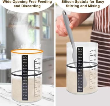 BRIRILINE Pro Sourdough Bread Starter Kit - 34 oz sourdough jar with 5 unique features for the perfect sour dough bread & sourdough starter kit - baking supplies (34oz-4pack) - Image 4