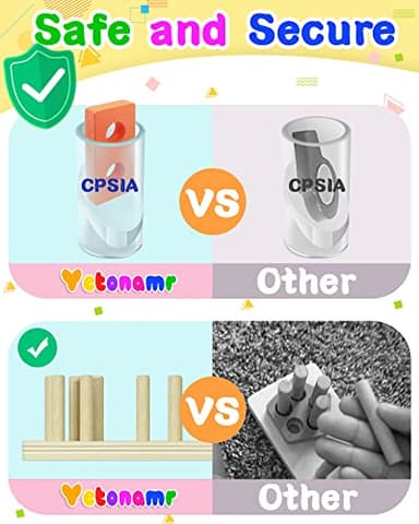 Yetonamr Montessori Toys for 1 2 3 Years Old Boys Girls Birthday Gifts, Wooden Sensory Toys for Ages 2-4 Kids Baby, Toddler Learning Toy Activities Puzzles Ages 1-3 - Image 5