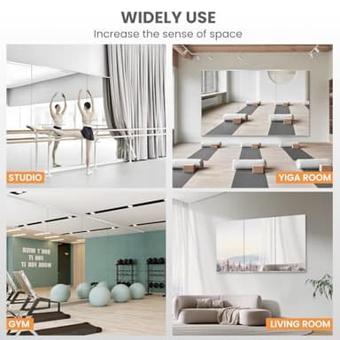 pertetey Home Gym Mirror, 71X32 Inch(Each)-2Pack Large Frameless Tempered Glass Full Body Wall Mounted Mirror for Gym, Yoga, Exercise, Dance Studio - Image 5