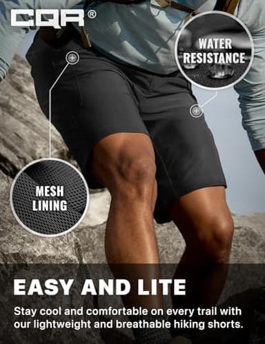 CQR Men's Quick Dry Stretch Hiking Cargo Shorts, Lightweight Water Resistant Tactical Casual, Golf & Outdoor with Pockets, Routine Black, 36W x 10L - Image 5