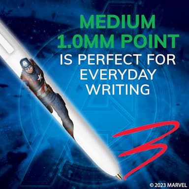 BIC 4 Color Retractable Ballpoint Pen with Marvel's Avengers Characters, Wide Barrel for Comfort, 2-Count in Assorted Ink - Image 5