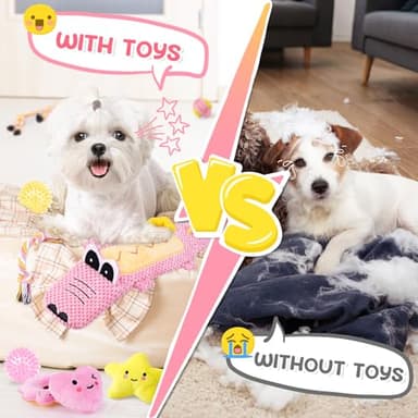 KIPRITII 25-Pack Pink Dreamy Dog Toy Set for Small Female Puppies - Includes Sweet Rope Toys, Chew Toys, Cute No-Stuffing Squeaky Dog Toy for Boredom and Teething - Image 6