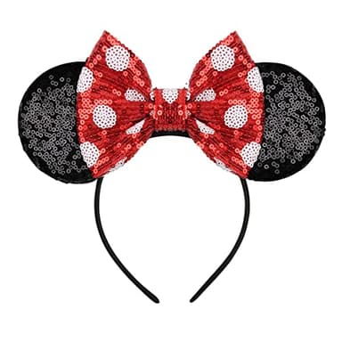 FANYITY Mouse Ears, Sequin Mouse Ears Headband for Girls Women Halloween Birthday Party (TXXRD-W) - Image 1